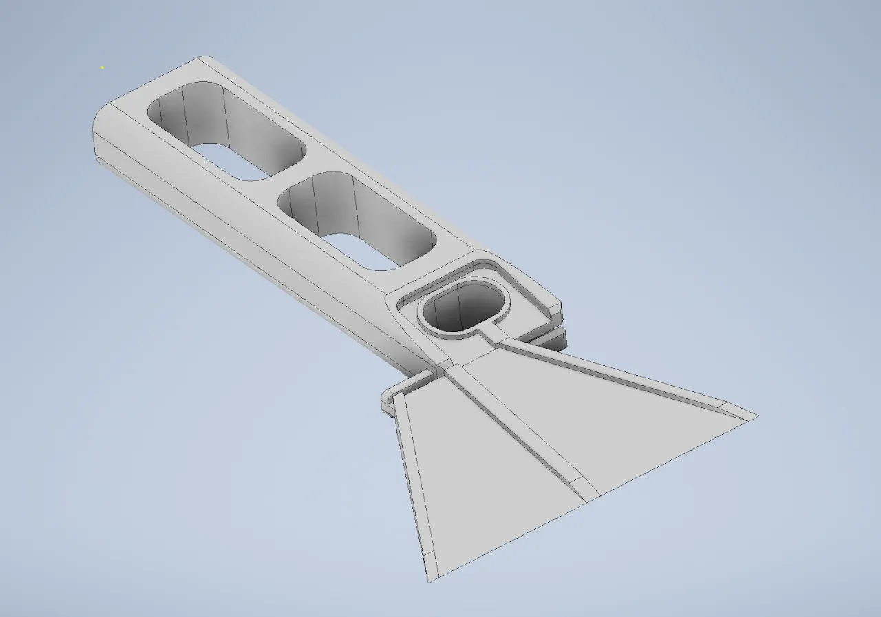 CAD render of the revised scraper with a sliding dovetail joint