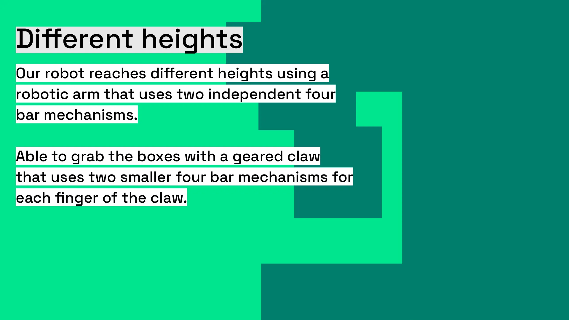Slide on how the robotic arm reaches different heights