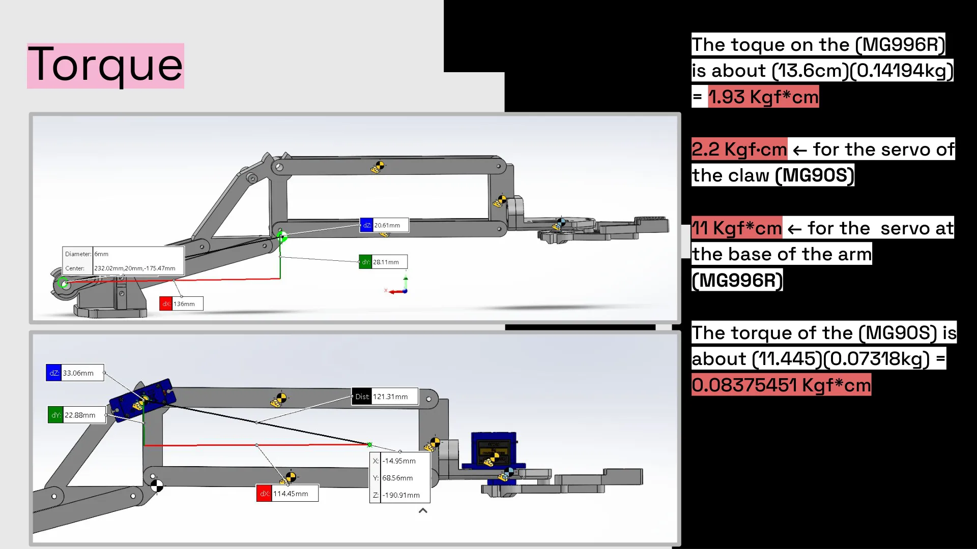 Torque calculation for the MG996R servo