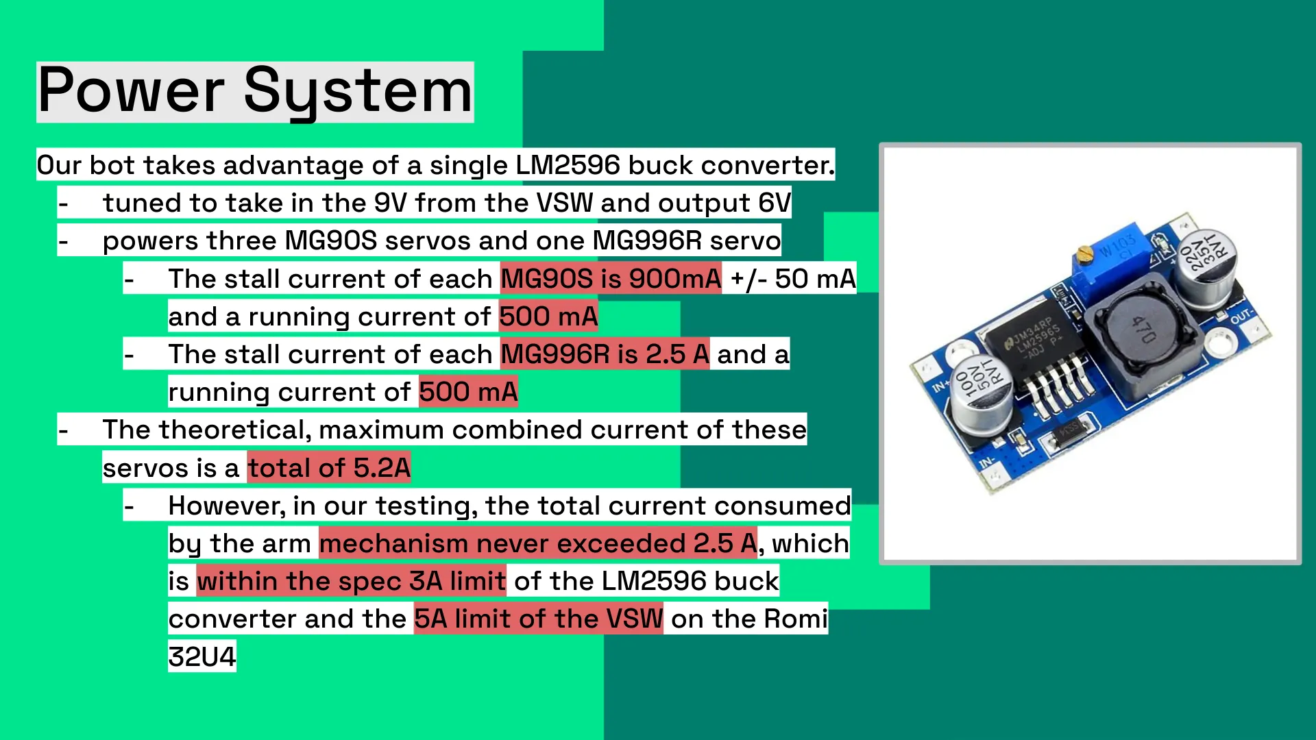 Power system slide on the LM2596 buck converter